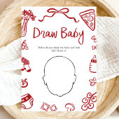 赤手引き赤イタリアンちゃんシャワー引きベビーゲーム 招待状