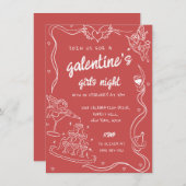 赤手引き込みガレンティーズガールズナイトパーティー 招待状 (正面/裏面)