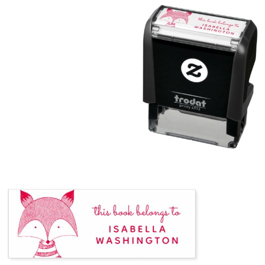 赤手描きキツネこの本は名前に属する セルフインキングスタンプ (インサイチュ)