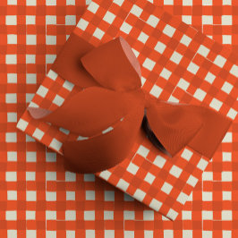 赤手描きバッファローチェックプレイド ラッピングペーパー