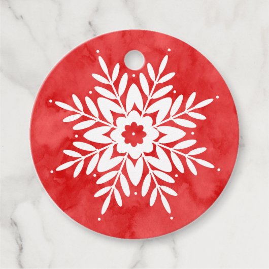 赤抽象芸術ウォーター色スノーフレーク フェイバータグ (正面)