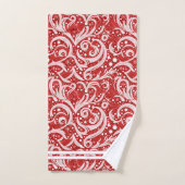 赤抽象芸術スノーフレーク・パターン#10 ID1009 バスタオルセット (ハンドタオル)