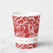 赤抽象芸術スノーフレーク・パターン#10 ID1009 紙コップ (正面)