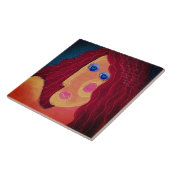 赤抽象芸術デジタルポートレートの女性 タイル (側面)