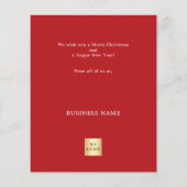 赤抽象芸術トナカイのビジネスクリスマスカード (裏面)