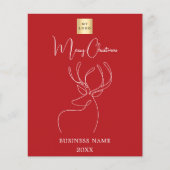 赤抽象芸術トナカイのビジネスクリスマスカード (正面)