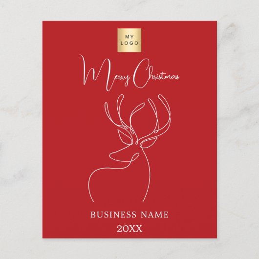 赤抽象芸術トナカイのビジネスクリスマスカード (正面)