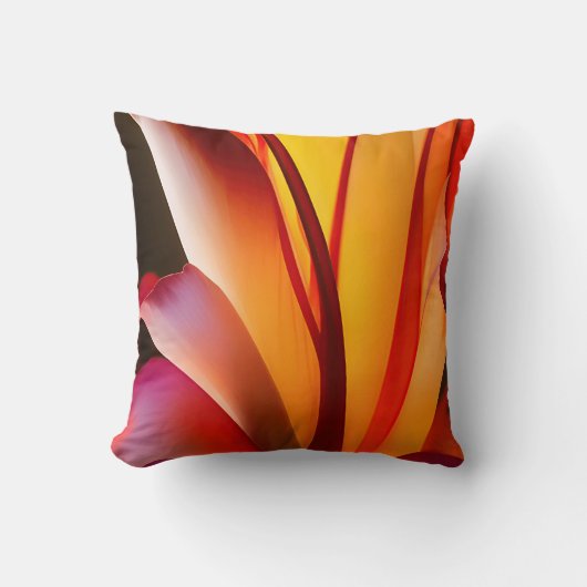 赤抽象芸術フローラ クッション (正面)