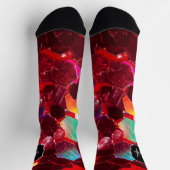 赤抽象芸術モザイク光沢のあるグリッターパターンモノグラム ソックス (上部)