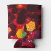 赤抽象芸術モザイク光沢のあるグリッターパターンモノグラム 缶クーラー (裏面)