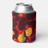 赤抽象芸術モザイク光沢のあるグリッターパターンモノグラム 缶クーラー (缶裏面)