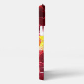 赤抽象芸術モザイク光沢のあるグリッターパターンモノグラム iPhoneケース (右側面)