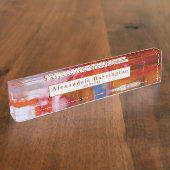 赤抽象芸術名前をカスタムするカラフルデスクアクセサリ デスクネームプレート (側面)