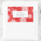 赤抽象芸術水彩雪片ラベル 長方形シール (バッグ)