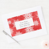 赤抽象芸術水彩雪片ラベル 長方形シール (封筒)