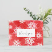 赤抽象芸術水彩雪片 サンキューカード (スタンド正面)