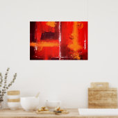 赤抽象芸術絵画表現者プリントポスター ポスター (キッチン)