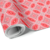 赤抽象芸術花型枠模様 ラッピングペーパー (ロールコーナー)