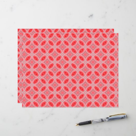 赤抽象芸術花型枠 (正面/裏面インサイチュ)