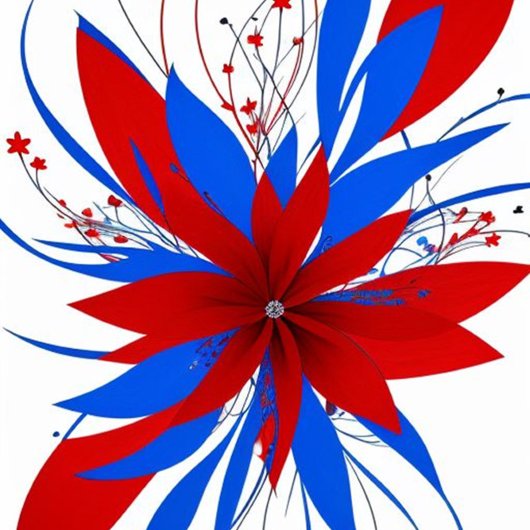 赤抽象芸術花 クッション