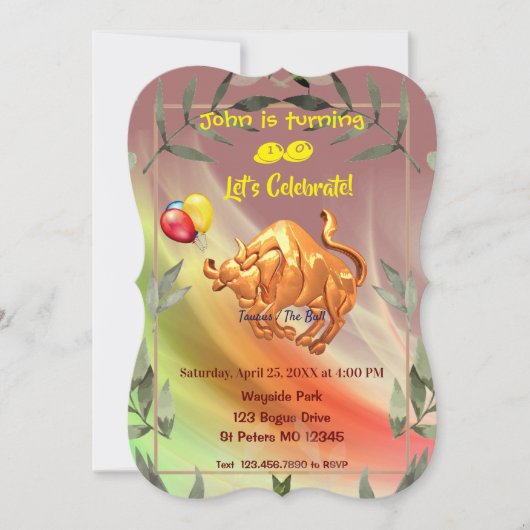 赤抽象芸術誕生日タウロス(4月20日~5月20日) 招待状 (正面)