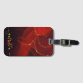 赤抽象芸術金ゴールドグリッター ラゲッジタグ (正面横)