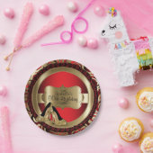 赤抽象芸術00番目の誕生日金ゴールドハイヒール ペーパープレート (パーティー)