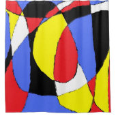 赤抽象芸術 シャワーカーテン (正面)