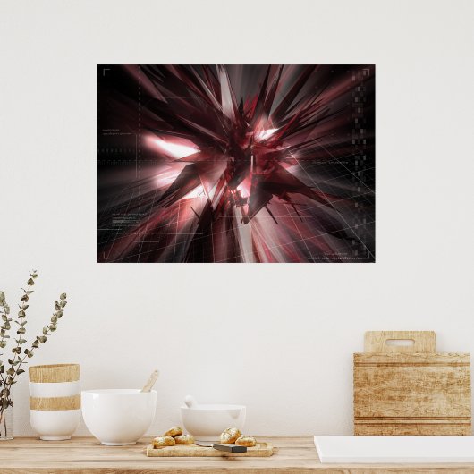 赤抽象芸術 ポスター (キッチン)