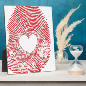赤指紋付きハート フォトプラーク (側面)