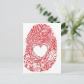 赤指紋付きハート ポストカード (スタンド正面)