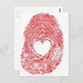 赤指紋付きハート ポストカード (正面/裏面)