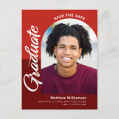 赤救日卒業写真はっきりしたArchスクリプト インビテーションポストカード (正面)