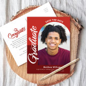 赤救日卒業写真はっきりしたArchスクリプト インビテーションポストカード