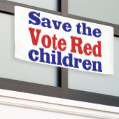 赤救青の文字で赤の投票 横断幕 (ビルの外側)