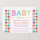 赤数々のちゃんアーガイルシャワー招待状 招待状 (正面/裏面)