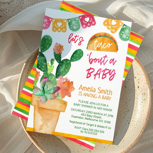 赤数々のちゃんシャワーのベビー色のタコ 招待状