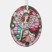 赤数々の色天使ステンドグラス窓 ガラスオーナメント (正面右)