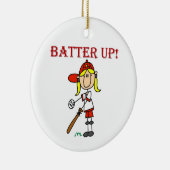 赤文字が女の子をバッターアップソフトボールシャツとギフト セラミックオーナメント (右)