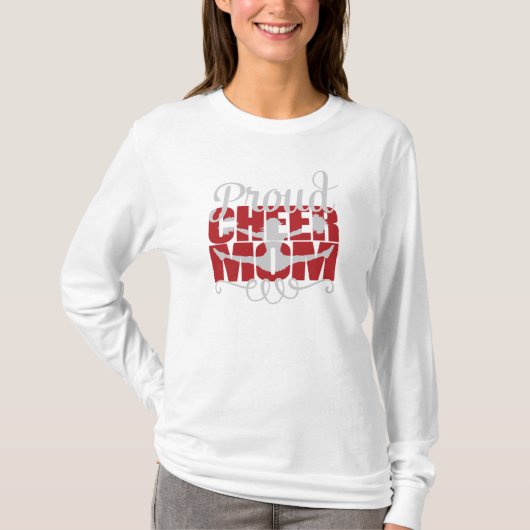 赤文字でProud Cheer Mom Tシャツ (正面)