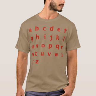 赤文字アルファベットタイポグラフィ Tシャツ