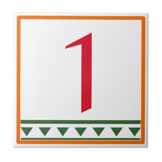 赤文字イタリアンと数字セラミックタイル タイル (正面)