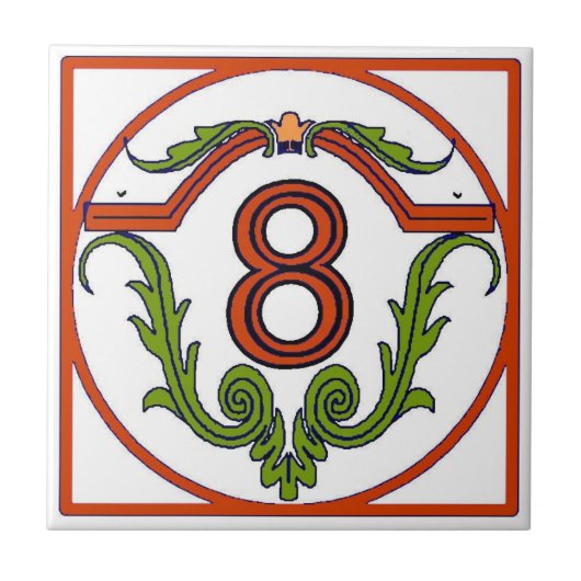 赤文字スペインのの家屋番号瓦 タイル (正面)