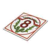 赤文字スペインのの家屋番号瓦 タイル (側面)