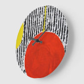 赤斑黒白ストライプ ラージ壁時計 (傾斜)