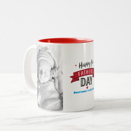 赤旗ハッピーファースト・ファースト・ザ・デイ2写真はっきりした ツートーンマグカップ (正面左)