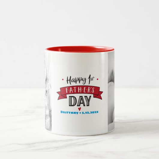 赤旗ハッピーファースト・ファースト・ザ・デイ2写真はっきりした ツートーンマグカップ (中央)