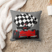 赤旗付きレース市松模様にカー クッション (ブランケット)