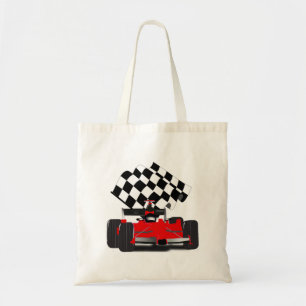 赤旗付きレース市松模様にカー トートバッグ