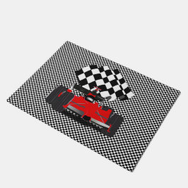 赤旗付きレース市松模様にカー ドアマット
